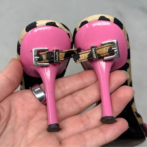 Cesare Paciotti Vintage Y2K Leopard Embellished Pointe Toe Kitten Heel Mules 36 - Picture 9 of 14